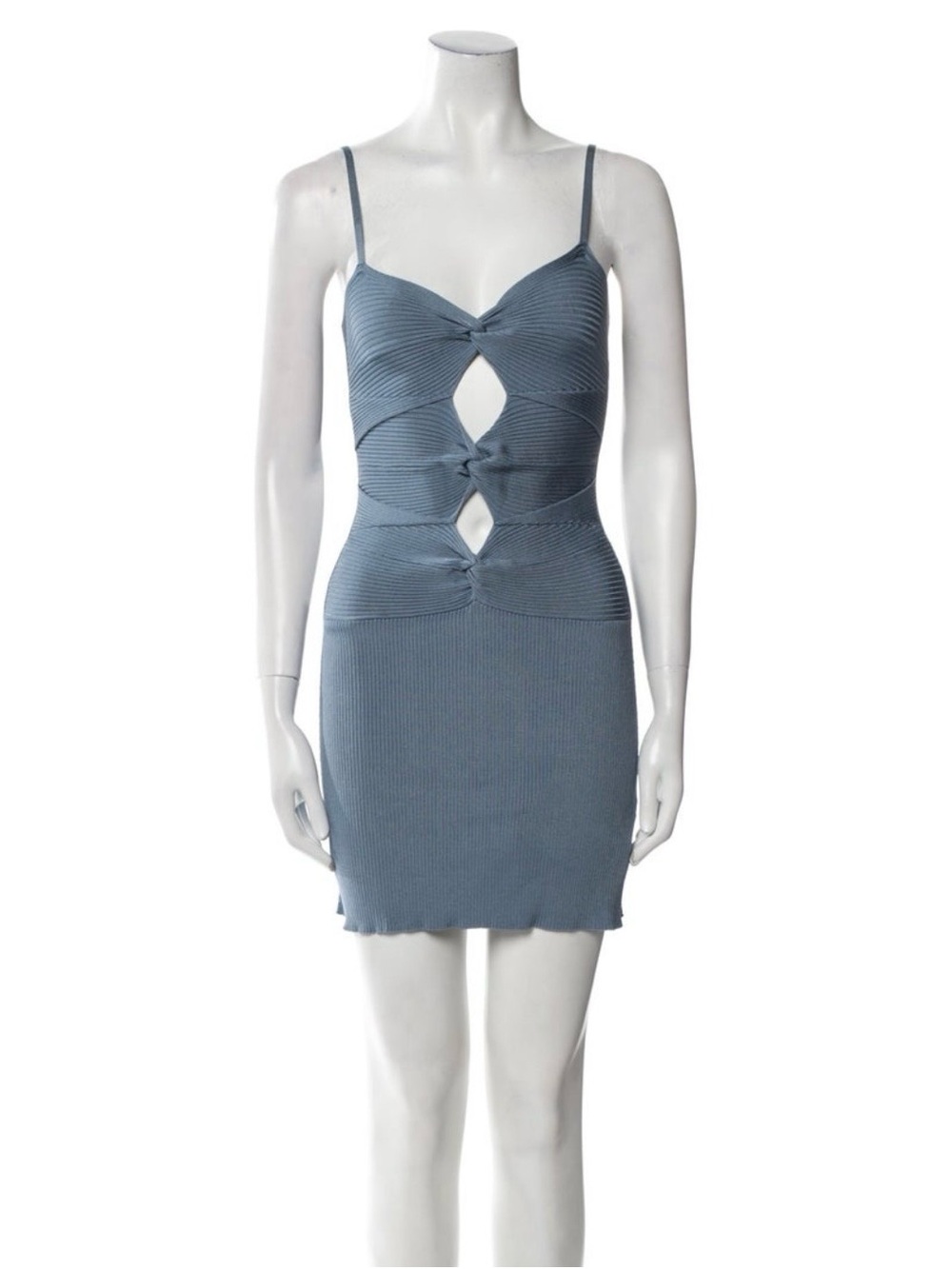 Cult Gaia Blue Ribbed Cutout Bodycon Dress size M
